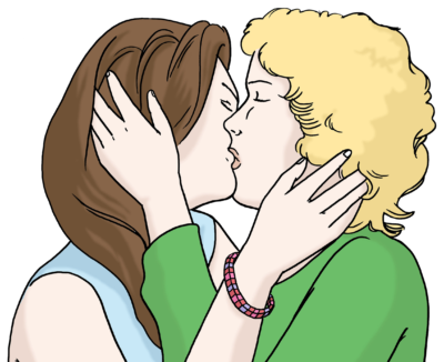Zeichnung: Zwei Frauen küssen sich
